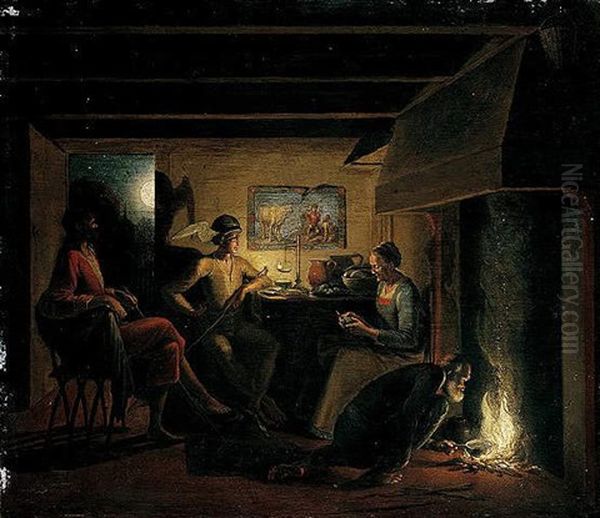 Jupiter And Mercury In The House Of Philemon And Baucis Oil Painting by Hendrik Goudt