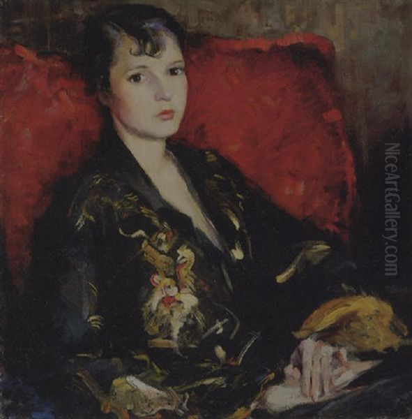 Figure In Kimono Oil Painting by Frederic William Goudy