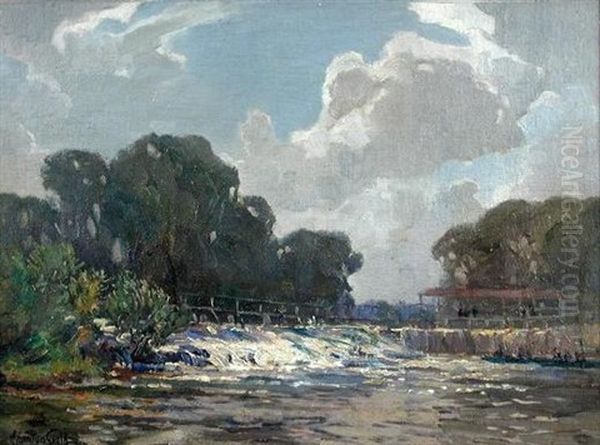 Sunbury Weir, Lower Thames Oil Painting by Alexander Carruthers Gould