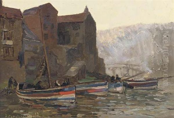 High Water, Staithes, Yorkshire (+ Pilchards; Pair) Oil Painting by Alexander Carruthers Gould