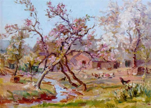 Apple Blossom, Lower Hay Farm Oil Painting by Alexander Carruthers Gould