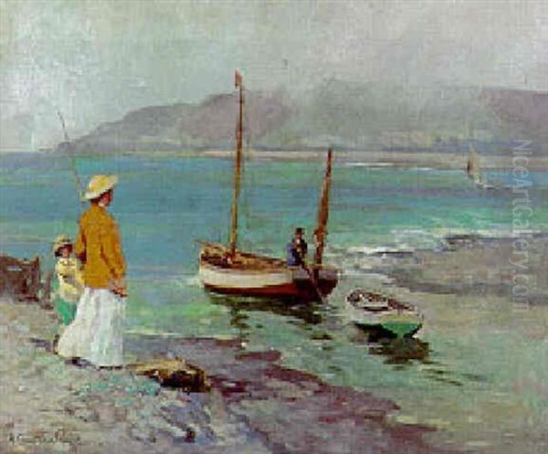 Incoming Tide, Porlock Weir, Somerset Oil Painting by Alexander Carruthers Gould