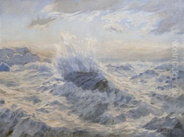 Brandung Bei Biarritz Oil Painting by William De Goumois