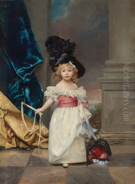 Full-length Portrait Of Therese Girard At The Age Of Three Oil Painting by Jules Adolphe Goupil