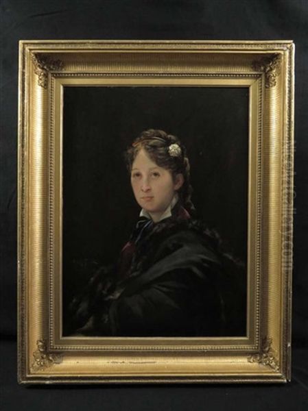 Portrait Young Woman Paris Oil Painting by Leon Lucien Goupil