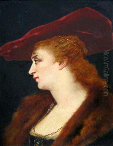 Portraits Of Red Haired Beauties (pair) Oil Painting by Leon Lucien Goupil