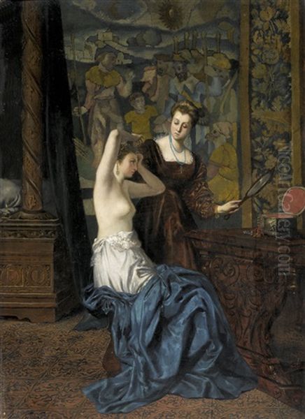 Interieur Intime Avec Femme A Sa Toilette Oil Painting by Leon Lucien Goupil