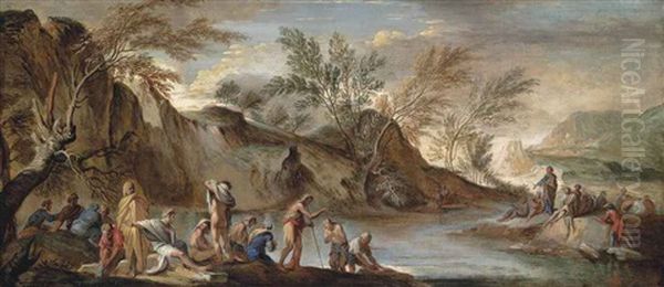 The Baptism Of Christ Oil Painting by Joseph Goupy