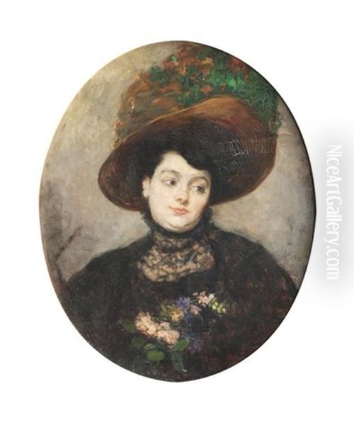 Portrait D'anastasie Prudence Marie Martin, Epouse De L'artiste Oil Painting by Pierre Gourdault