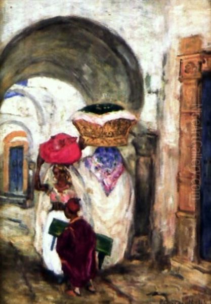 Scene De Rue A Tunis Oil Painting by Pierre Gourdault