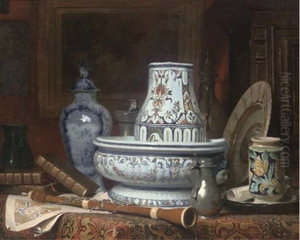 The Connoisseur's Studio Oil Painting by Pierre-Eugene Gourdet