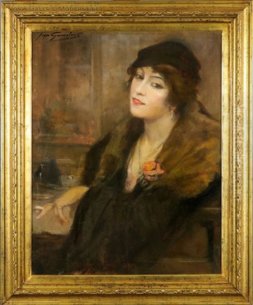 Portrait De Femme Oil Painting by Jean Leon Henri Gouweloos