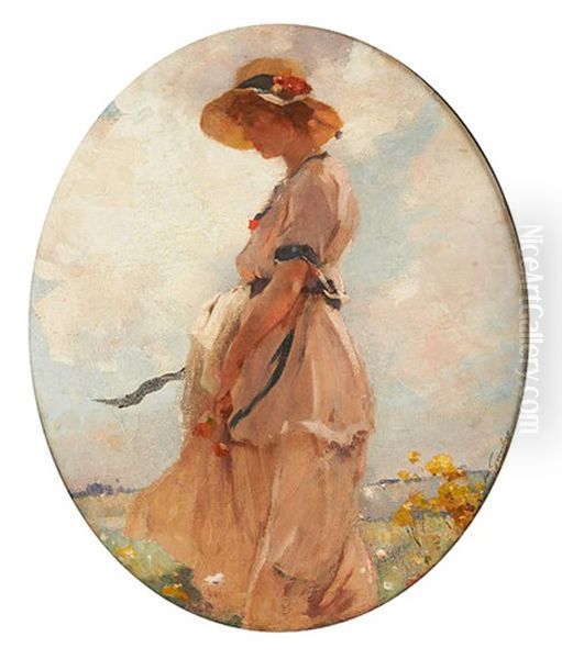 Elegante Printaniere Oil Painting by Jean Leon Henri Gouweloos