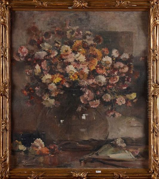 Vase D'anemones Oil Painting by Jean Leon Henri Gouweloos