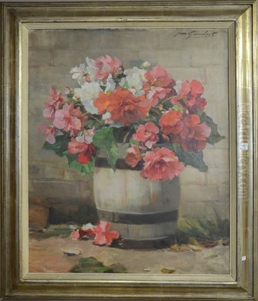 Fleurs Oil Painting by Jean Leon Henri Gouweloos