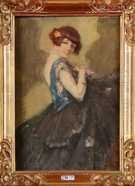 Elegante En Robe Du Soir Oil Painting by Jean Leon Henri Gouweloos