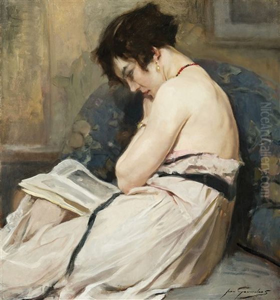 La Lecture Oil Painting by Jean Leon Henri Gouweloos