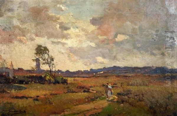 Couple Strolling Oil Painting by Jean Leon Henri Gouweloos