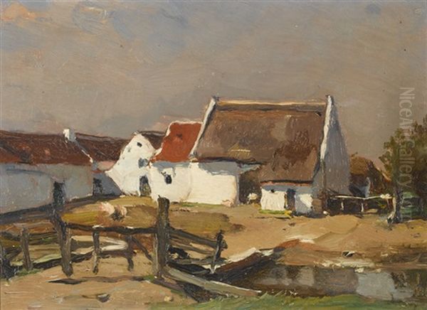 Flamischer Bauernhof Im Sonnenschein Oil Painting by Jean Leon Henri Gouweloos