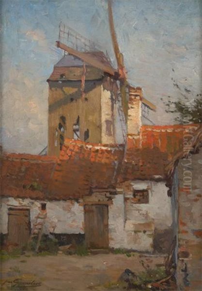 Moulin Pres De La Ferme Oil Painting by Jean Leon Henri Gouweloos