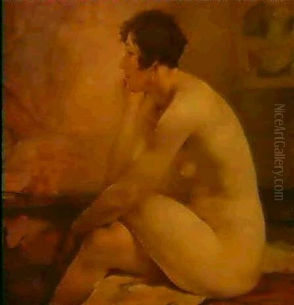 Pensive Oil Painting by Jean Leon Henri Gouweloos