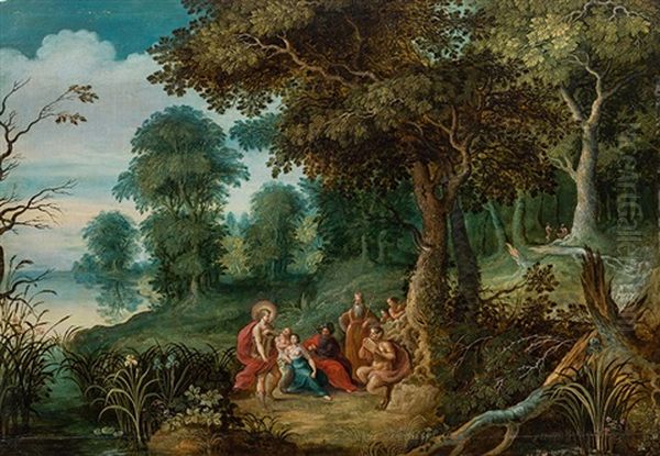 Forest Landscape With The Judgement Of Midas Oil Painting by Abraham Govaerts