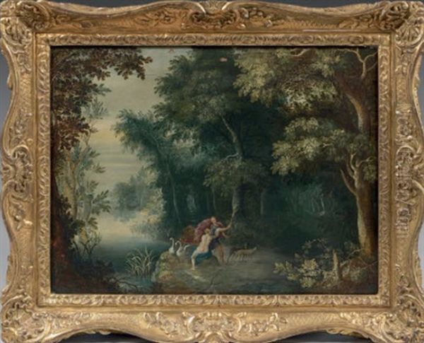 Venus Et Adonis Dans Un Paysage Oil Painting by Abraham Govaerts