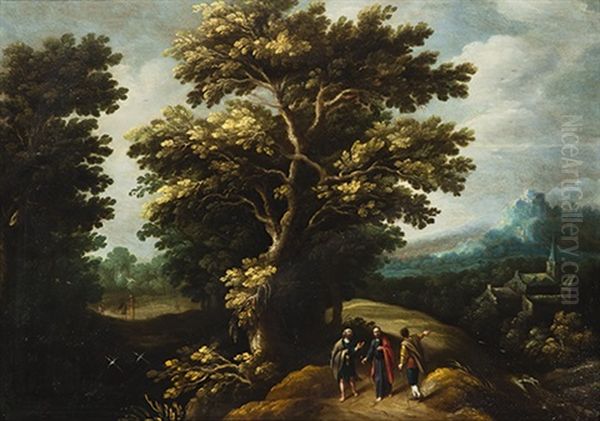 Le Christ Et Les Pelerins D'emmaus Oil Painting by Abraham Govaerts