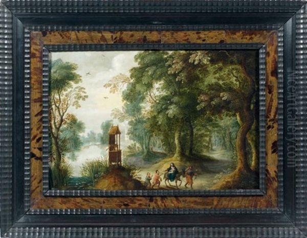 Paysage De Foret Avec La Fuite En Egypte Oil Painting by Abraham Govaerts