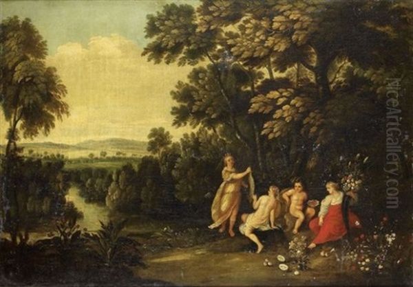 Allegorie De L'abondance Dans Un Paysage Oil Painting by Abraham Govaerts