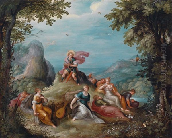 Apollo Und Die Musen Am Berg Parnas, Der Pegasus In Den Luften (collab. W/ Frans Francken The Younger) Oil Painting by Abraham Govaerts