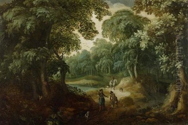 Waldlandschaft Mit Jagern Oil Painting by Abraham Govaerts