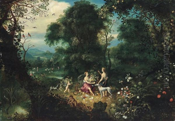 Waldlandschaft Mit Ceres Und Diana Oil Painting by Abraham Govaerts