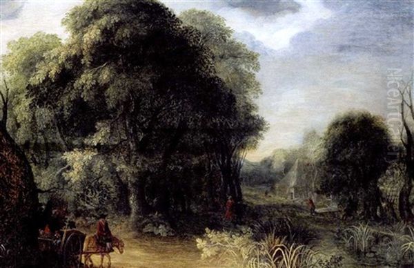 Waldlandschaft Mit Einem Fuhrwerk Auf Dem Weg Zu Einem Bauernhaus Oil Painting by Abraham Govaerts