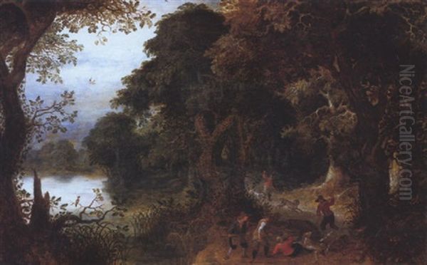 Scene De Chasse Dans Un Bois Oil Painting by Abraham Govaerts