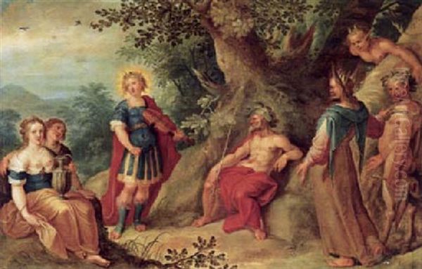 Das Urteil Des Midas Und Pan Und Apollo Oil Painting by Abraham Govaerts