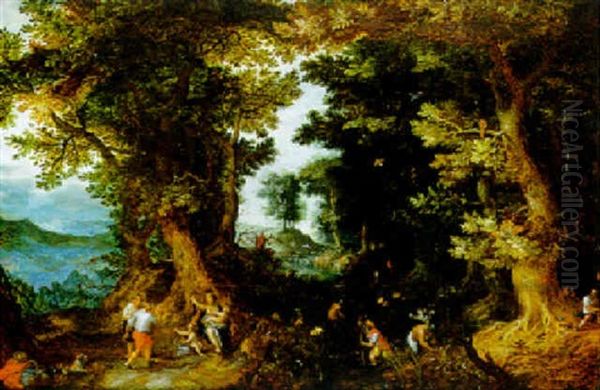 Waldlandschaft Mit Latona Und Den Froschen Oil Painting by Abraham Govaerts