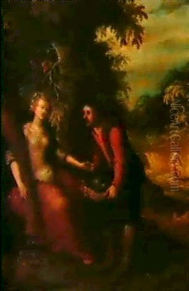 Die Erdgottin Ceres Und Ein Bauer Mit Feldfruchten Oil Painting by Abraham Govaerts