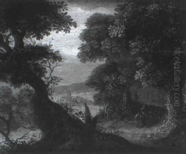 Paysage De Foret Avec Le Sacrifice D'isaac Oil Painting by Abraham Govaerts