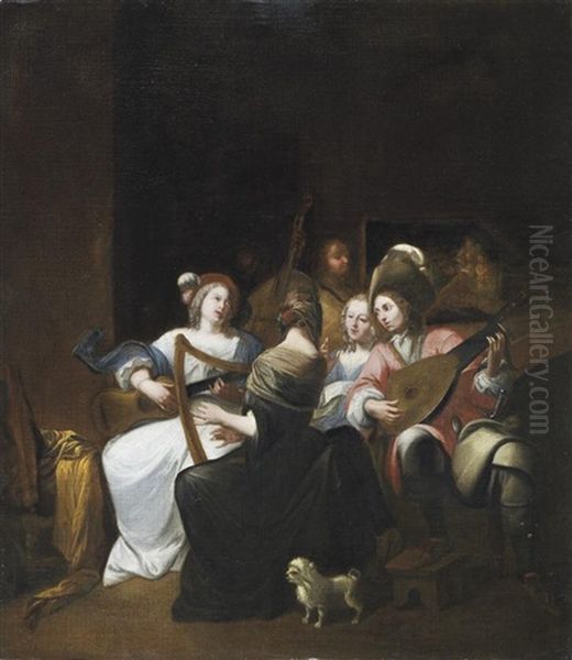 Musizierende Gesellschaft In Der Stube Oil Painting by Hendrik Govaerts