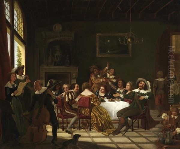 Vergnugte Gesellschaft Im Salon Oil Painting by Hendrik Govaerts