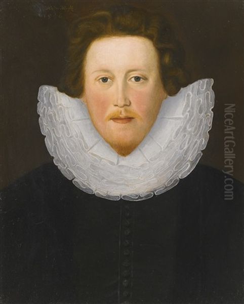 Portrait Of Sir Henry Neville Oil Painting by George Gower