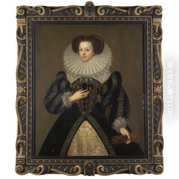 Portrait Of Mary Kytson, Wife Of Thomas Lord Darcy Oil Painting by George Gower