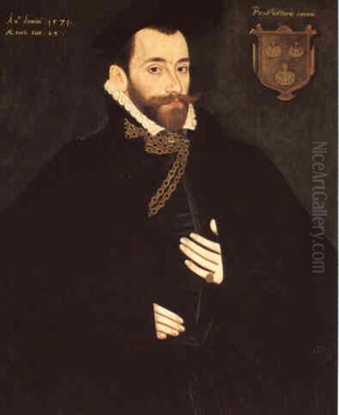 Portrait Of A Gentleman Of The Dacre Family, Probably       Francis Oil Painting by George Gower