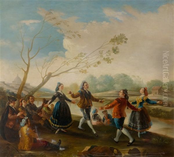 Dance Of The Majos At The Banks Of The Manzanares Near Madrid Oil Painting by Francisco Goya