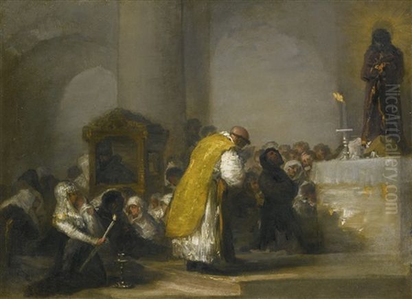 The Mass Of The Newborns; 'la Misa Parida' Oil Painting by Francisco Goya