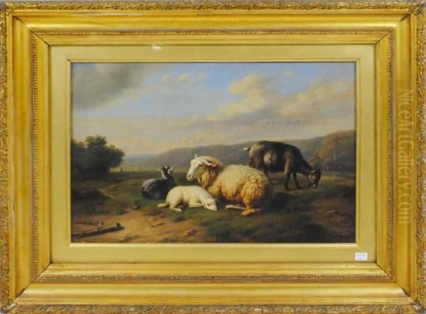 Moutons Oil Painting by Henri Baert