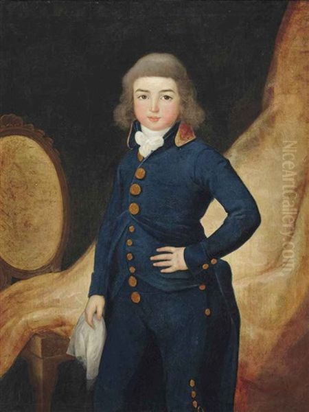 Portrait Of A Young Boy, Standing, Three-quarter-length, In A Blue Suit With Brass Buttons Oil Painting by Francisco Goya