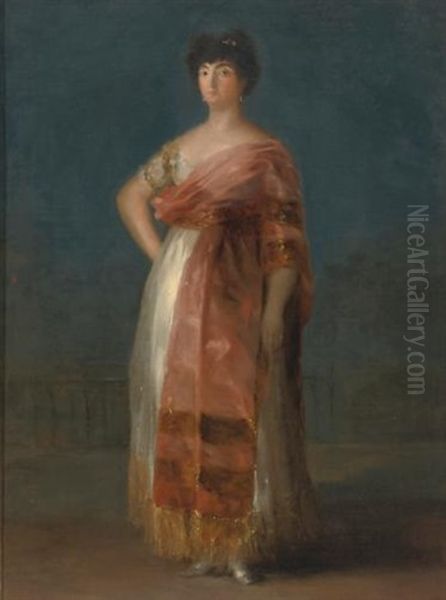 Portrait Of Maria Del Rosario Fernandez, Called 'la Tirana', Full-length Standing Oil Painting by Francisco Goya