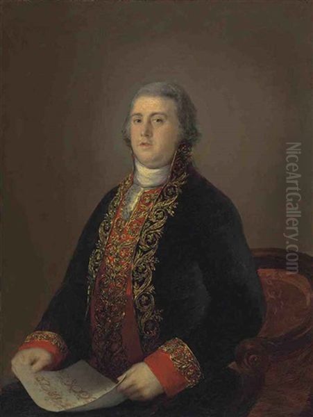 Portrait Of Don Juan Lopez De Robredo, Embroiderer To King Carlos Iv Of Spain Oil Painting by Francisco Goya